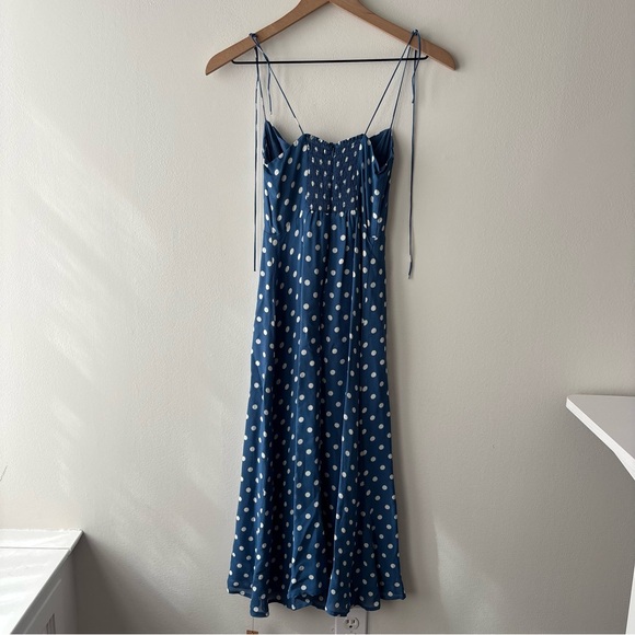 Reformation Juliette blue and white polka dot dress Sz‎ 0P NWT - Picture 5 of 11